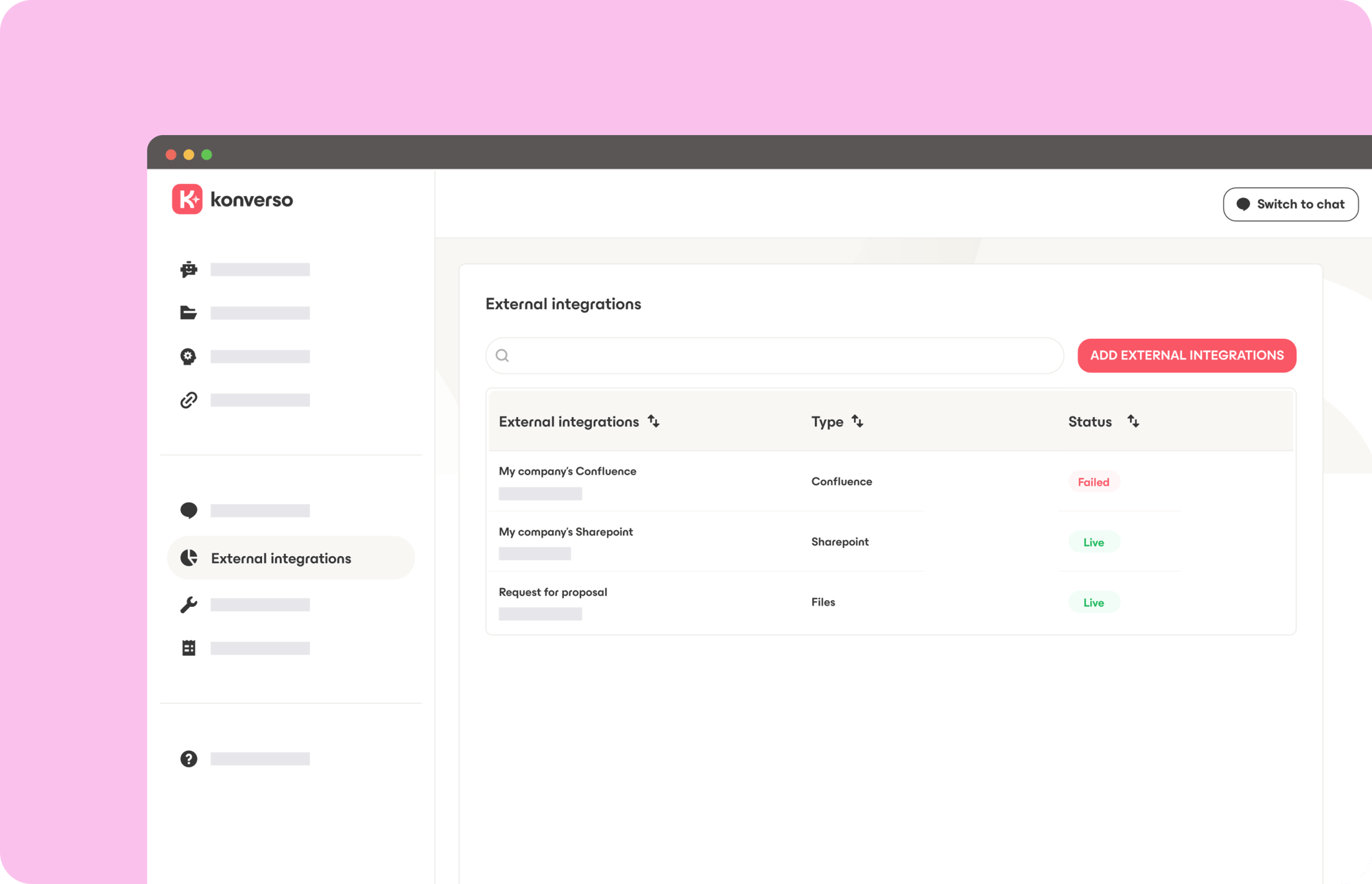 Ext. integrations